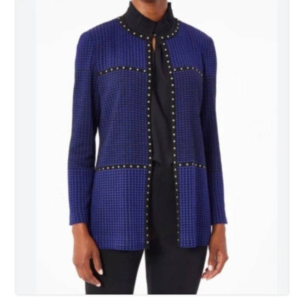 MING WANG SWEATER JACKET OPEN STUDDED One Clasp closure Cardigan